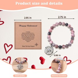 Retirement Gift Bracelet for Women Teacher Coworker Friend Inspirational Gifts for Women Friends Natural Stone Bracelets Pink Bracelets