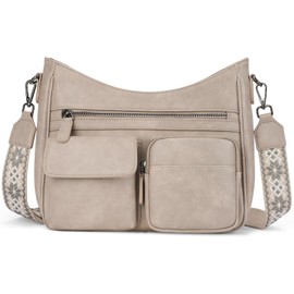 VIMUTI Crossbody Purses for Women Trendy,Multi Pocket Women's Crossbody Bag, Vegan Leather Shoulder Handbags Travel Purse (Gray)