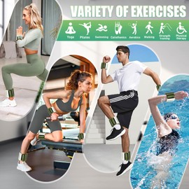 BECOJADDE Ankle Weights for Women Men Adjustable 2LB Wrist Weights Bracelet Set of 2 for Home Gym Weighted Bangles Wristbands Leg Arm Weights for Walking Swimming Pilates Yoga Gym, Gradient Green