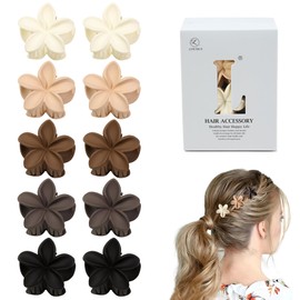 10 Pcs Flower Hair Claw Clips for Women - Small Hawaiianl Plumeria Hair Clips for Thick Thin Fine Hairstyles, Cute Accessories with Strong Hold, Perfect for Summer Beach Style and Wedding Celebration