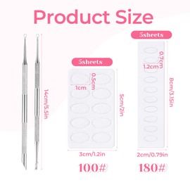 2 PCS Nail Cuticle Pusher Scraper, Silver Dual Ended Cuticle Pusher Tool with 10 sheet Grit Sandpaper, Metal Professional Nail Cuticle Remover Scraper for Manicure Pedicure Nail Art Care Tools