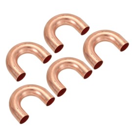 PATIKIL 1/2" OD 34x47mm Elbow Copper Pipe Fitting, 5Pcs 180 Degree Bend Welding Sweat Solder Connection for HVAC Air Conditioner Plumbing