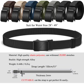LionVII Men's Stretch Ratchet Belt, Elastic Slide Belt for Men with Automatic Buckle for Men, Adjustable to Fit 28-49" Waist, Coffee