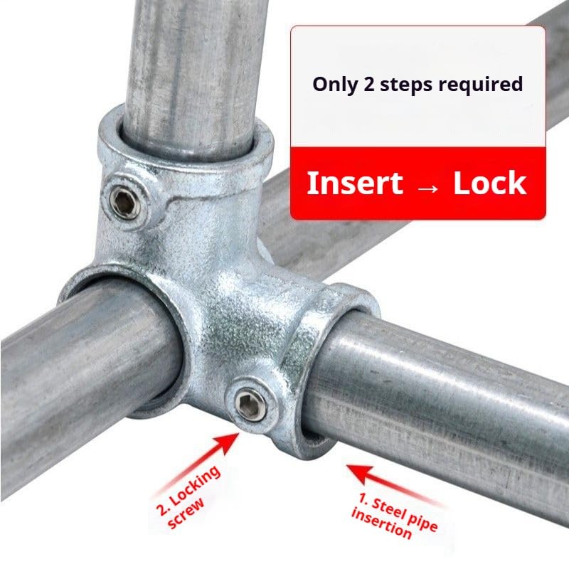 4Pcs Galvanized Pipe Fittings Single Socket Tee Steel Pipe Pipe