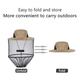 Mosquito Head Net Hat Beekeeping Veil Hood Hat Wide Brim Sun Hats with Net Mesh Protection Anti Insects Bug Gnats Hat for Fishing Camping Hiking Gardening Quick Dry Bee Keeper Protective Keeping Hat