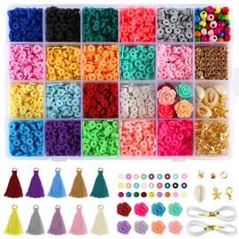 LIHAO 3800PCS Polymer Clay Beads 19 Colors 6mm Spacer Beads with Mluti Accessories DIY Jewelry Making Necklace Bracelet Set