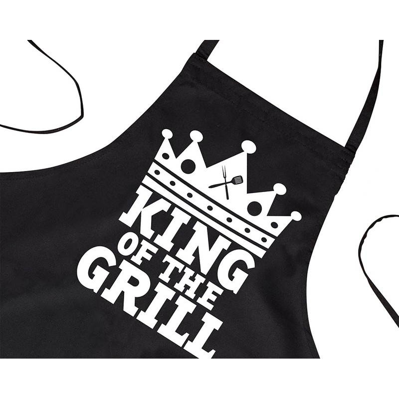KING OF THE GRILL, Novelty Apron*, LARGE SIZE FRONT POCKETS,