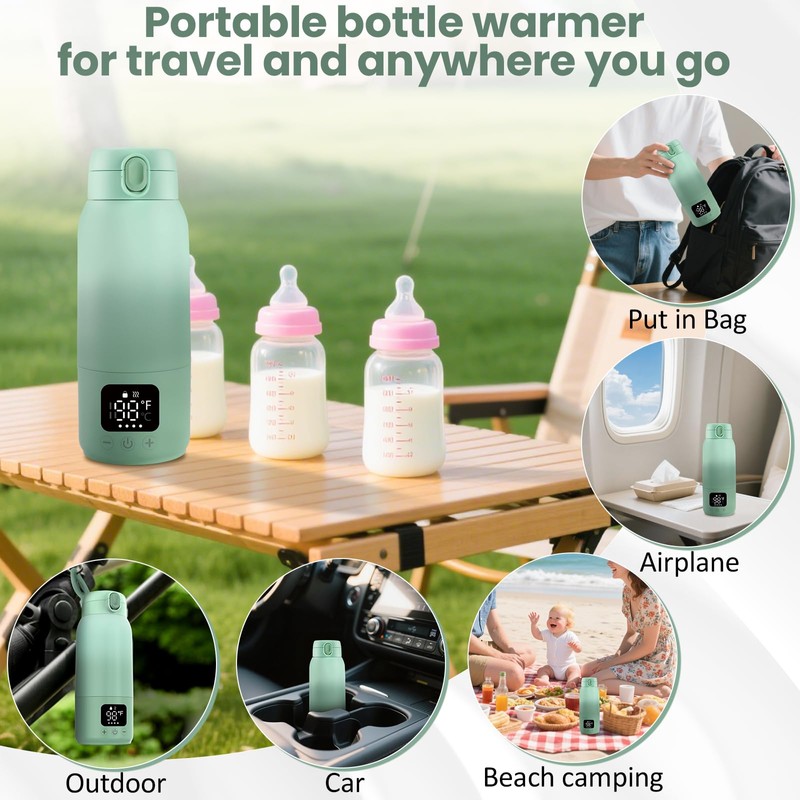 Qupite Portable Bottle Warmer for Travel,17oz Portable Milk Warmer for