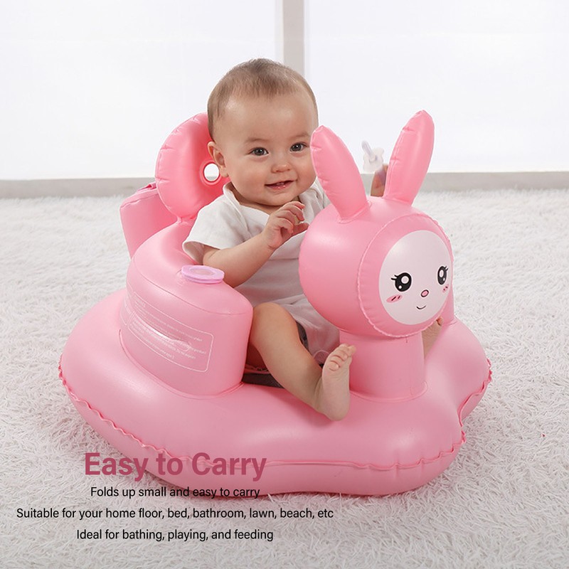 Inflatable Baby Chair Built in Air Pump Soft Cartoon Rabbit