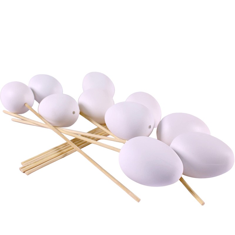 Plastic Hollow Eggs On Sticks White Easter Eggs to Decorate