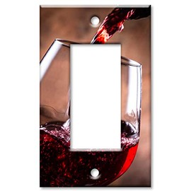 Art Plates 1 Gang Decora - GFCI Decorative Metal Wall Plate - Pouring Red Wine - (Made in USA)
