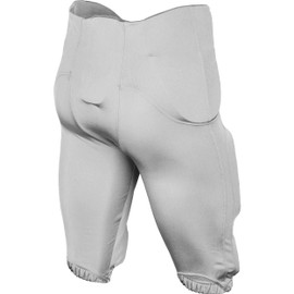 Champro Standard Terminator 2 Integrated Adult Football Pants with Built-in Pads, Silver, Small