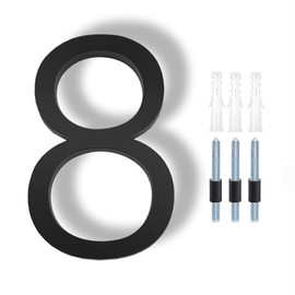 HKFENG Floating House Number Plaques 5 inch,House Number Sign,House Numbers Plates for Outside,Modern Door Numbers Signage Zinc Alloy Black