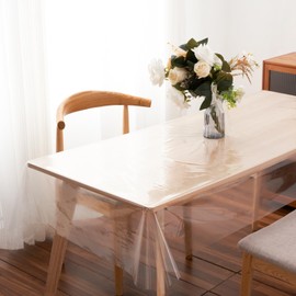 Rawgoodz - Mantel de plástico transparente, rectangular, 54 x 120 pulgadas, impermeable, resistente al aceite, resistente a las manchas, lavable para mesas de comedor