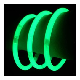 Glow With Us Brand Glow Sticks Bracelets Bulk Wholesale, 100 8” Green Glow Bracelets, Bright Color, Glow 8-12 Hrs, 100 Connectors Included, Glow Party Favor Supplies, Sturdy Packaging, Great Fun.