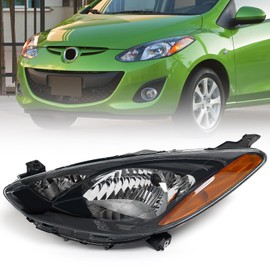 Huray Halogen Headlight Assembly for Mazda 2 2011 2012 2013 2014 LH Projector Headlamp OE Factory Replacement for MA2518144 Left Driver Side
