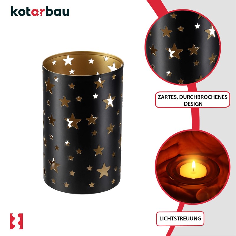 KOTARBAU® Lantern Stars Metal Black Diameter 9 cm Height 15