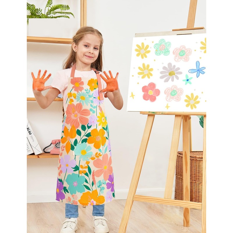 WERNNSAI Floreale Set Chef per Bambini - Impermeabile Bambini Grembiule