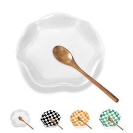 Dubtnion Ceramic Spoon Rest for Stove Top, 5.3 Inch Kitchen Counter Holder, Coffee and Cooking Utensil Rest, Heat-Resistant (White)