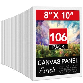 ESRICH 8x10 Canvas for Painting, 8x10 Inch Value Pack of 106, Canvas Boards for Painting, Painting Canvas for Adult & Kids-Cotton Primed Blank Canvas Panels for Oil, Watercolor, Acrylic, Tempera.