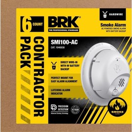 BRK Hard-Wired w/Battery Back-up Ionization Smoke Detector 6-Pack