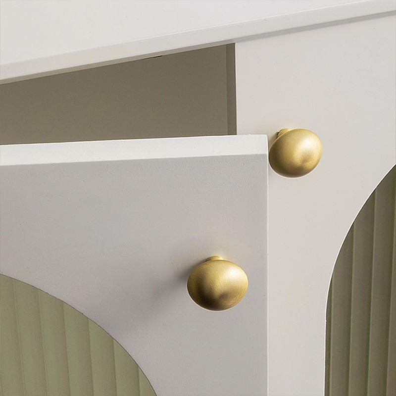 Flybath 5 Pack Mushroom Cupboard Door Knobs Cabinet Solid Brass