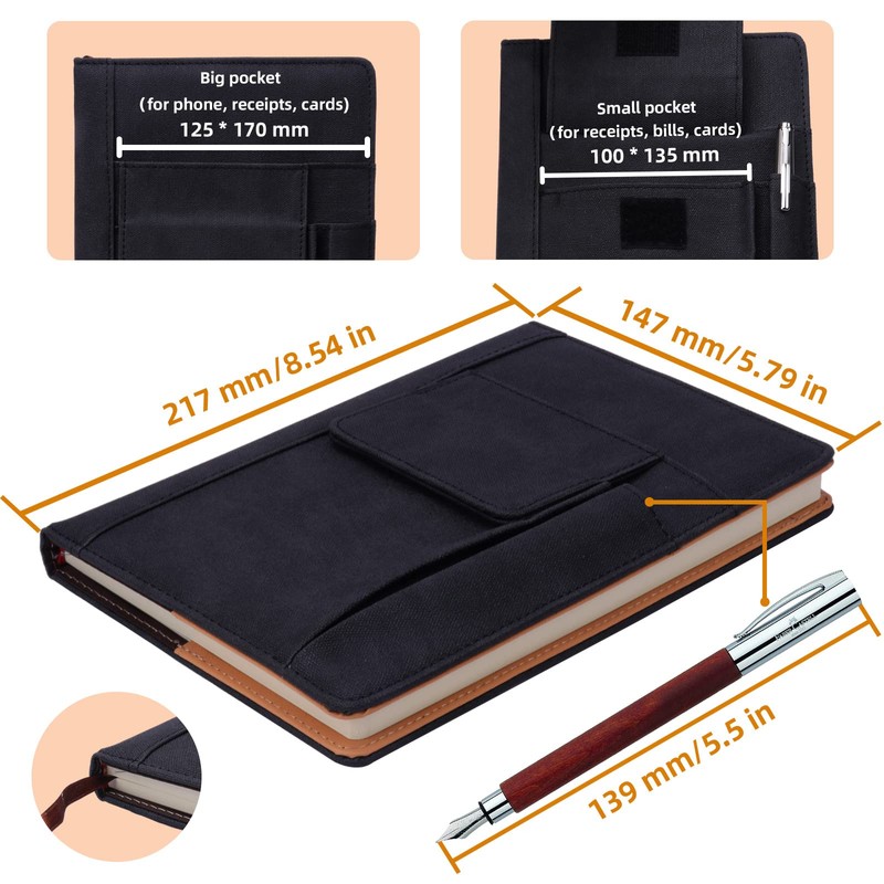 ADOUNOTES Refillable Meeting Journal Notebook, A5 Size Refillable Journal for