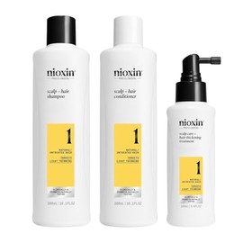 Nioxin System 1 Kit 10.1oz Cleanser Shampoo, 10.1 oz Scalp Therapy Conditioner, 1Liter Scalp and Hair Treatment Unisex 3 Pc                           