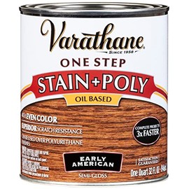 Varathane 225249H Oil-Based One Step Stain + Poly, Quart, Early American