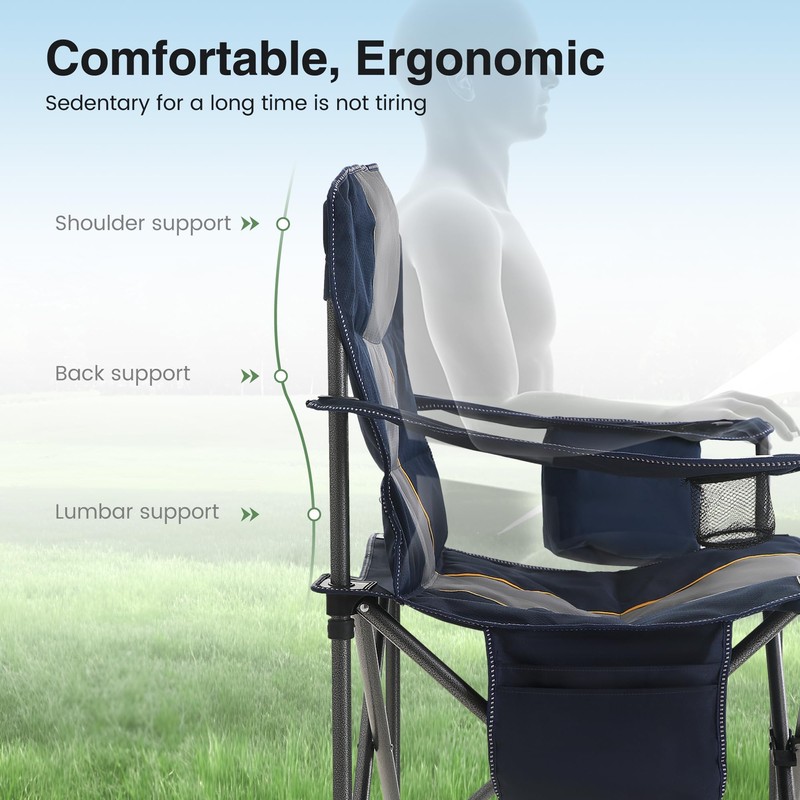 HIGH POINT SPORTS Oversized Portable Camping Folding Chair, Foldable Outdoor