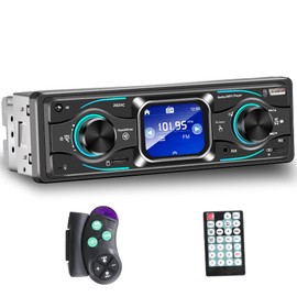 Single Din Car Stereo with Touchscreen Bluetooth, MP3 Player Supports Steering Wheel Control & Remote, USB/SD/FM Radio/AUX Input, 7-Color LED Backlight and EQ
