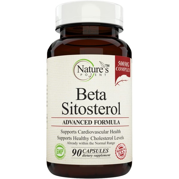 Beta Sitosterol (500 Mg) Prostate Supplement for Men - Supports Frequent Urination, Prostate Health & Healthy Cholesterol Levels, by Nature's Potent 90 (Capsules)