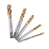 Tap Drill, 5pcs/lot Titanium Coated HSS Tap Set Spiral Fluted