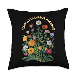 Pollinator Garden Design Wildlife Flowers Native Plants Throw Pillow