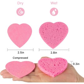 Esponjas Faciales Comprimidas Con Forma De Corazón (50 Unidades), Celulosa 100% Natural, Ideales Para Spa, Para Eliminar Piel Muerta, Suciedad Y Maquillaje (Rosa)