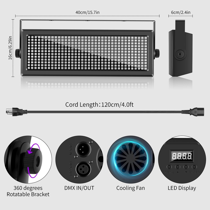 ENDYSHOW DJ Strobe Light for Parties,80W 432 LEDs RGB 3IN1