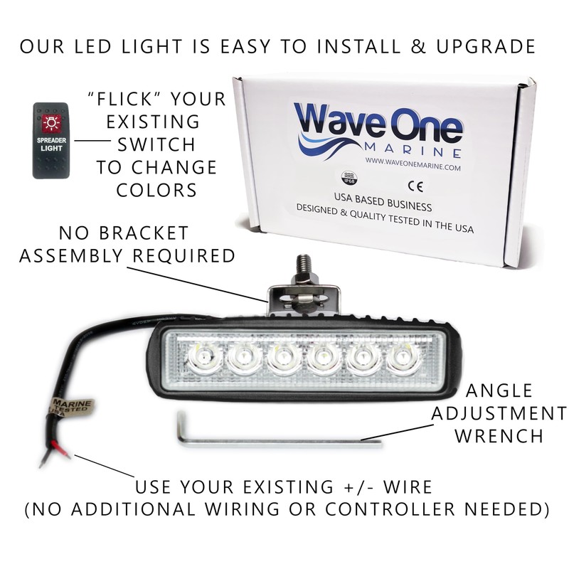 Wave One Marine Dual Color LED Boat Spreader Light Deck