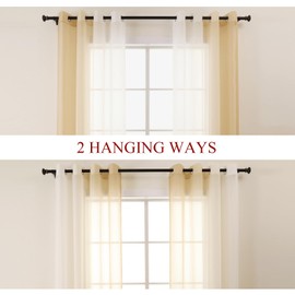 L.Z.E Beige White Voile Curtains for Living Room, Light Beige Ombre Sheer Curtain for Bedroom Kitchen Bay Windows, Transparent, 90 Inch Drop 225 cm Long, Colour Gradient Design, with Eyelet