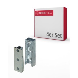 Gedotec Furniture Connectors Concealed Body Connector Solid Metal Bed Connectors | Hanging Connector Fitting for Beds, Furniture & Metal Construction | Load Capacity up to 250 kg | Set of 4 - Wooden Connectors