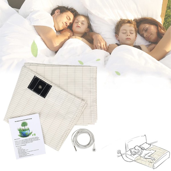 Grounding Sheet, Earthing Sheet with Grounding Connection Cord for Better Sleep, Conductive Mat for Any Size Bed, Natural Wellness and Healthy Earth Energy (36x91in)