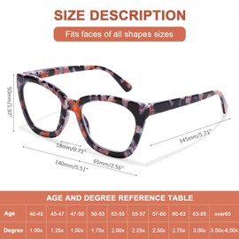 AQWANO Oversized Cat Eye Reading Glasses Women 3.0, Stylish Readers Computer Blue Light Blocking Filter UV Ray/Glare Fashion Magnifying Eyeglasses