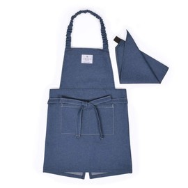 COLORFUL CANDY STYLE ND700310 Children's Apron, Boy, Antibacterial, Antiviral, Comes with Triangle Cloth, Fashionable, 39.4 - 47.2 inches (100 - 120 cm), Blue x Blue