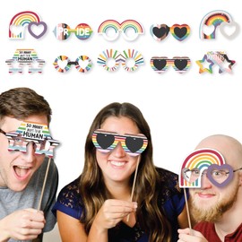 Big Dot of Happiness So Many Ways to Be Human Glasses - Paper Card Stock Pride Party Photo Booth Props Kit - 10 Count