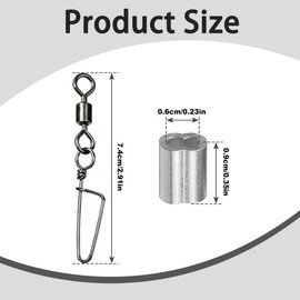 CHEUNGHAO Decoy Crimp Swivel Snap Set, 70PCS Decoy Crimp Set & 30 Snap Swivels for Duck and Goose Hunting, Durable Decoy Line Cord Crimps with Ball Bearing Fishing Swivels for Efficient Decoy