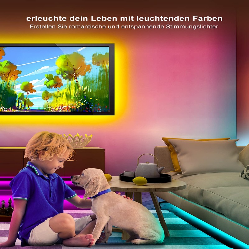LED strip 15 m, RGB LED strip, music synchronisation, colour