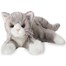 Bearington Collection Socks Plush Cat 15-in - Realistic Stuffed Cat - Grey Plush Toy