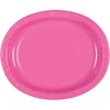 Hot Pink Solid Oval Plates - (Pack of 8) -