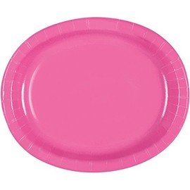 Hot Pink Solid Oval Plates - (Pack of 8) - Uniquely Elegant & Durable Tableware - Perfect for Holidays, Events, and Celebrations