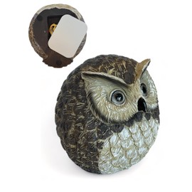 Gift Essentials Stocky Owl Garden Decor Holds a Hidden Key Outside - Secret Magnetic Panel Key Hider