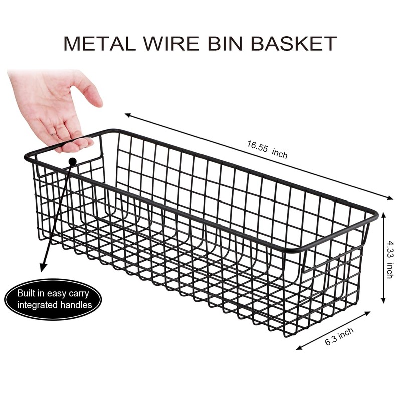Sheechung Farmhouse Decor Metal Wire Storage Organizer Bin Basket(2 Pack)